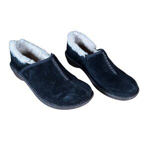 Ugg 1757 Bettey Black Suede Shearling Clogs Size 8